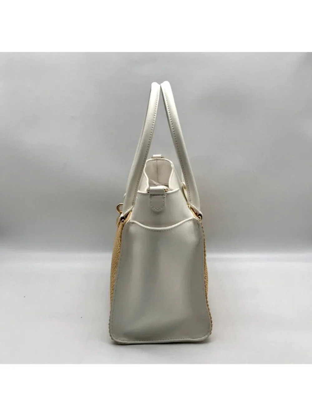 I.N.C. International Concepts Vanilla Straw Caitii Medium Satchel Bag